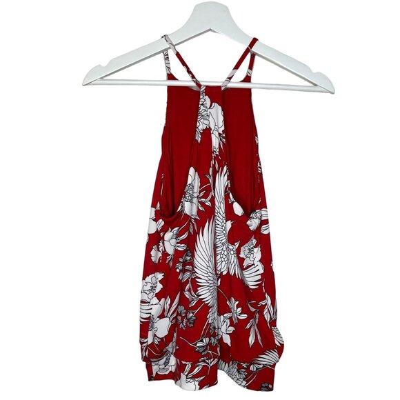 Express Floral Halter Tank Top XS Red White Boho Summer Casual - Picture 2 of 9